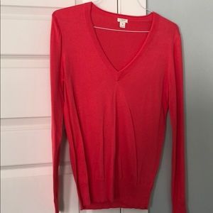 J. Crew V neck pink/coral sweater